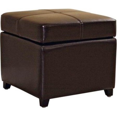 Baxton Studio Dark Brown Full Leather Storage Cube Ottoman A-1776